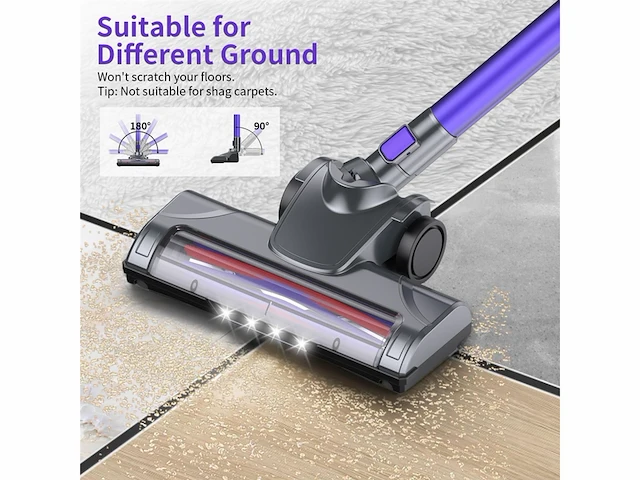 Iab xt1801 4 in 1 draadloze stofzuiger met led voor vloer/tapijt/dierenharen - afbeelding 4 van  5
