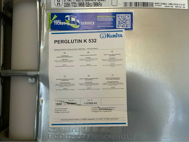 Ibc (1000kg) kurita perglutin k532 additief (3x) - afbeelding 2 van  3