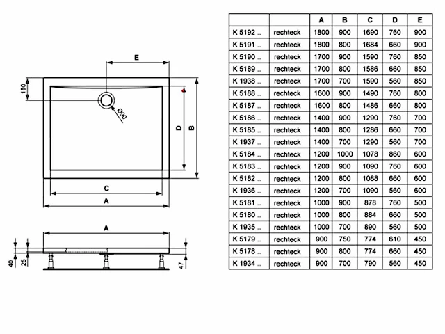 Ideal standard - ultra flat - k518301 - douchebak - afbeelding 2 van  5