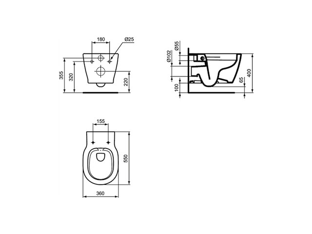 Ideal standard connect wandcloset randloos diepspoel wit - afbeelding 2 van  4
