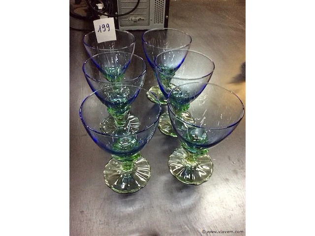 Ijscoupes groen-blauw gekleurd 6stuks - afbeelding 1 van  2