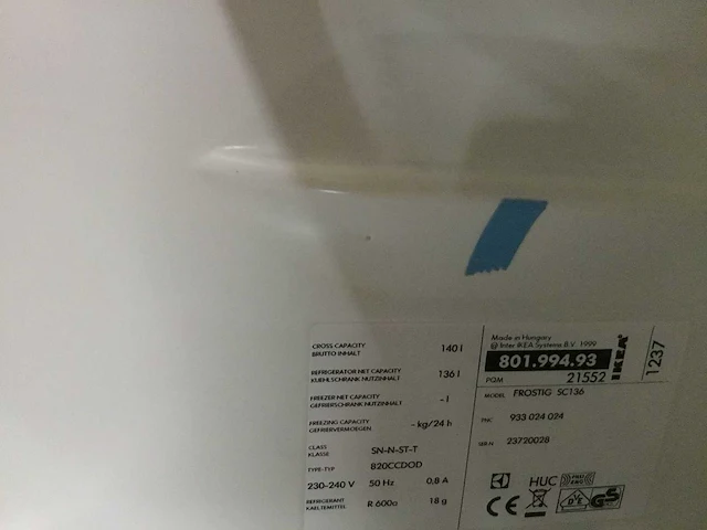 Ikea - inbouwkoelkast - afbeelding 5 van  5