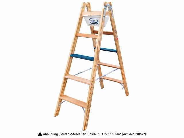 Iller leiter 2105-7 houten treden trapladder ergo plus inklapbare ladder 2x5 treden - afbeelding 1 van  2