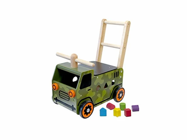 I'm toy houten loopwagen army - afbeelding 1 van  3
