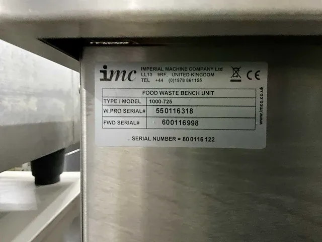 Imc waste pro bench unit 1000-725 voedsel schredder - afbeelding 6 van  9
