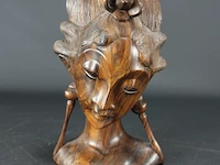 In coromandelhout gesneden indische buste - afbeelding 1 van  5