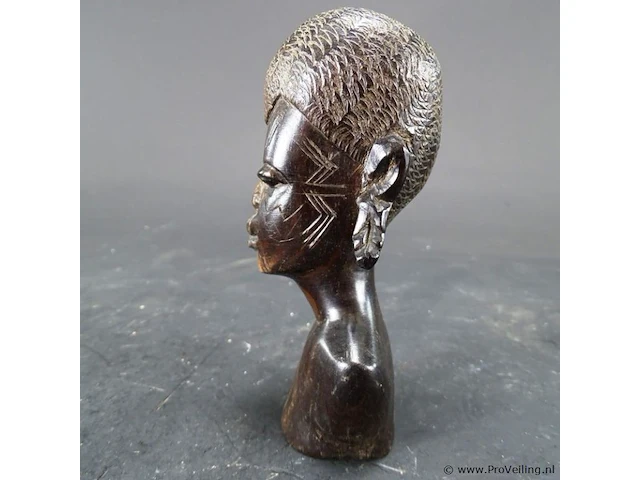 In hardhout gesneden afrikaanse buste - afbeelding 2 van  5