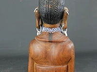 In hardhout gesneden afrikaanse buste - afbeelding 3 van  5