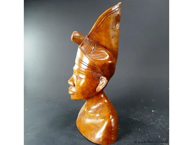 In hardhout gesneden indische buste - afbeelding 3 van  5