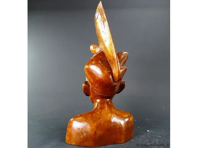 In hardhout gesneden indische buste - afbeelding 4 van  5