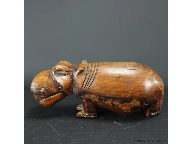 In massief hout gesneden hippopotamus amphibius - afbeelding 2 van  5