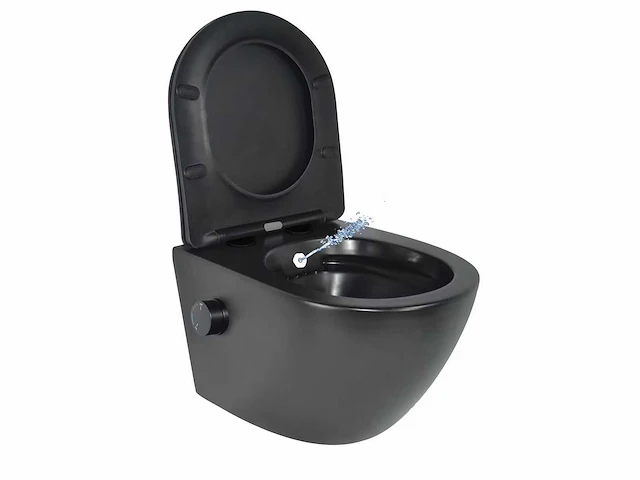 Inbouw wandcloset met bidet mat zwart - afbeelding 2 van  6