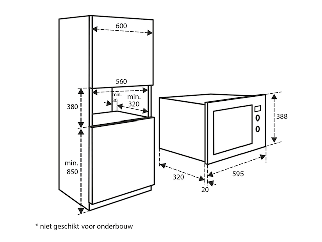 Inbouwmagnetron met grill inventum, imc6020f - afbeelding 3 van  6