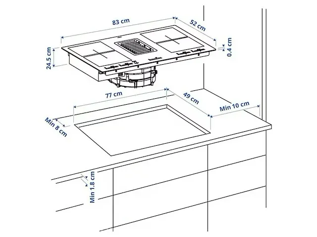 Inductiekookplaat/geïnteg afzuigkap ikea, fördelaktig, zwart, bouwjaar 2022 - afbeelding 4 van  5