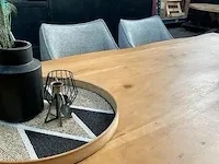 Industriële boomstamtafel met kruispoot toff, teak / zwart, bouwjaar 2023 - afbeelding 4 van  7