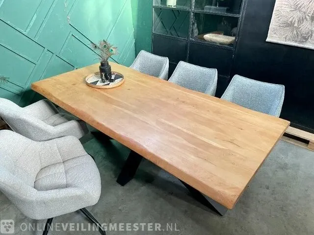 Industriële boomstamtafel met kruispoot toff, teak / zwart, bouwjaar 2023 - afbeelding 7 van  7