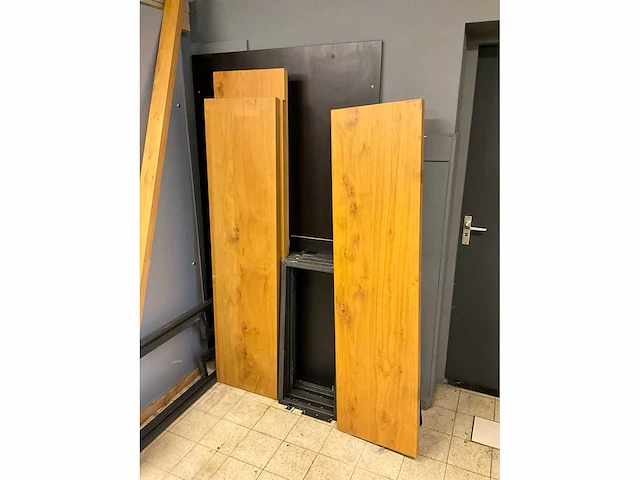 Industriële eikenhouten wandtafel - afbeelding 4 van  11