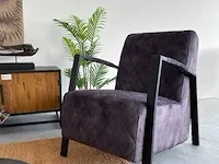 Industriële fauteuil met diamant patroon in antraciet velvet toff, antraciet / zwart - afbeelding 1 van  9