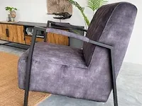 Industriële fauteuil met diamant patroon in antraciet velvet toff, antraciet / zwart - afbeelding 4 van  9