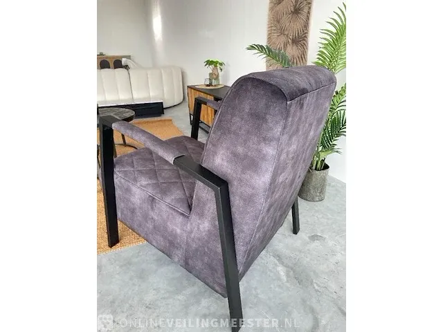 Industriële fauteuil met diamant patroon in antraciet velvet toff, antraciet / zwart - afbeelding 5 van  9