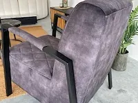 Industriële fauteuil met diamant patroon in antraciet velvet toff, antraciet / zwart - afbeelding 5 van  9