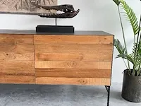 Industriële lange tv-meubel van teak en staal tower living, pandora, teak / antraciet - afbeelding 12 van  16