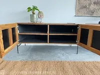 Industriële lange tv-meubel van teak en staal tower living, pandora, teak / antraciet - afbeelding 16 van  16