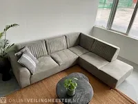 Industriële lounge bank in microstof steen grijs / zwart - afbeelding 2 van  11