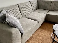 Industriële lounge bank in microstof steen grijs / zwart - afbeelding 5 van  11