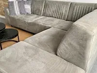 Industriële lounge bank in microstof steen grijs / zwart - afbeelding 7 van  11