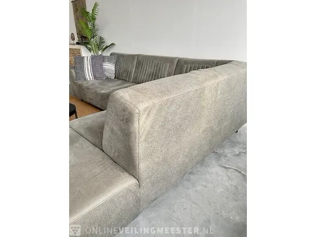 Industriële lounge bank in microstof steen grijs / zwart - afbeelding 8 van  11