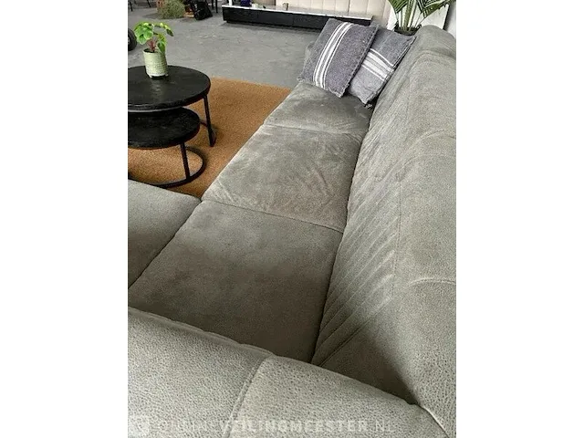 Industriële lounge bank in microstof steen grijs / zwart - afbeelding 9 van  11