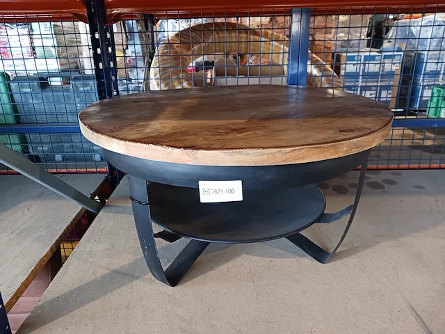 Industriële salontafel oxis wood mangohout rond ø70 dimehouse, bouwjaar 2024 - afbeelding 1 van  2