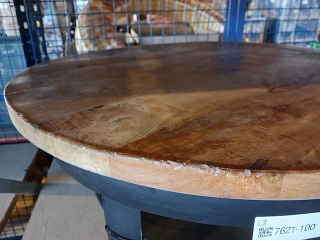 Industriële salontafel oxis wood mangohout rond ø70 dimehouse, bouwjaar 2024 - afbeelding 2 van  2