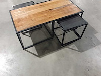 Industriële salontafelset – hout en zwart staal, starfurn, 2024 - afbeelding 1 van  3