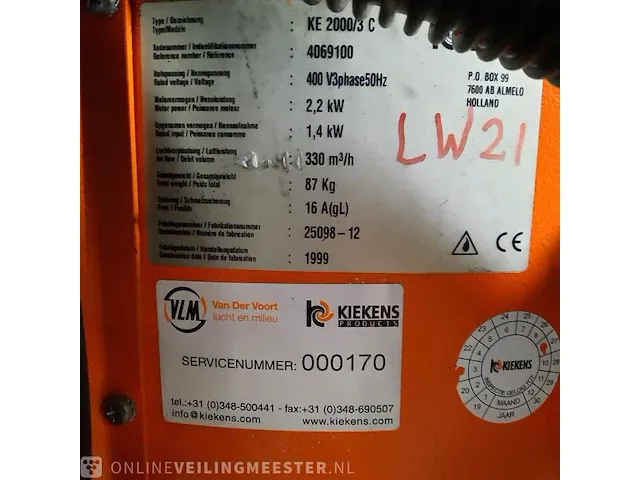 Industriële stofzuiger kiekens, ke 2000/3c, bouwjaar 1999 - afbeelding 8 van  10