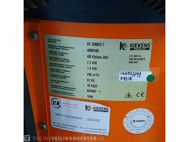 Industriële stofzuiger kiekens, ke2000/3c, bouwjaar 1998 - afbeelding 3 van  12