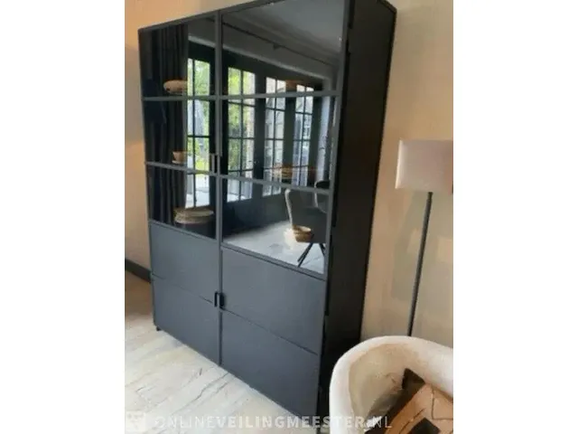 Industriële vitrine buffetkast in zwart staal rusty furniture, zwart, bouwjaar 2023 - afbeelding 4 van  12