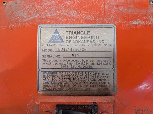 Industrieventilator 28.500m³/uur 230v kantelbaar triangle engineering, hbd 4214, bouwjaar 2012 - afbeelding 6 van  6