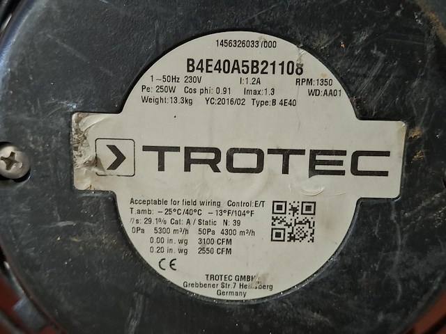 Industrieventilator 4.500m³/uur 230v trotec, ttv 4500, bouwjaar 2016 - afbeelding 3 van  5