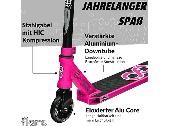 Infinity scooter , abec 9 100mm pu-wielen, roze - afbeelding 3 van  4