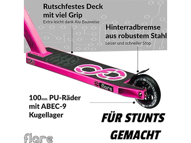 Infinity scooter , abec 9 100mm pu-wielen, roze - afbeelding 4 van  4