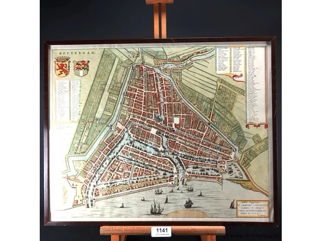 Ingelijste oude kaart rotterdam - afbeelding 1 van  5