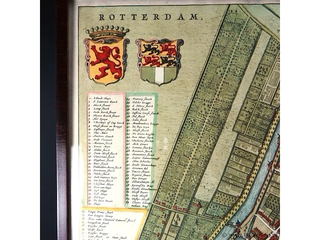 Ingelijste oude kaart rotterdam - afbeelding 2 van  5