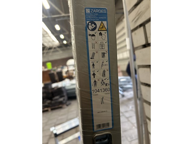 Inhangladders voor stellingkasten met gefelste treden 10 treden zarges, saferstep lh 1041360 - afbeelding 4 van  4