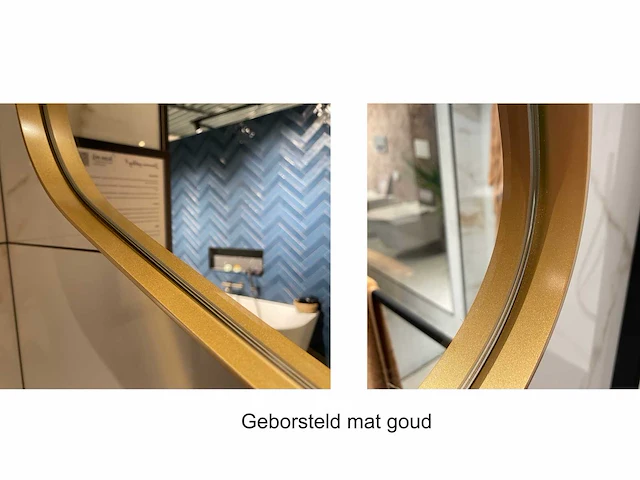 Ink ovaal in kader mat goud geborsteld led spiegel (2x) - afbeelding 3 van  4