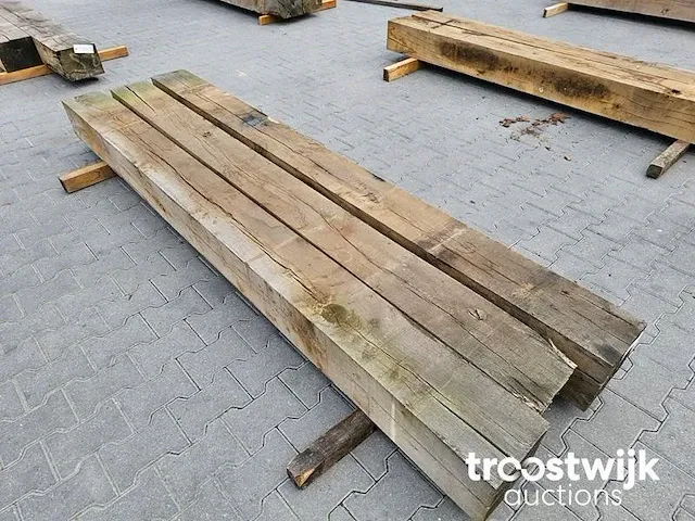Inlands eiken balken 3 stuks 262-268cm lang 20x20cm - afbeelding 4 van  7