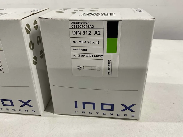 Inox fasteners - zeskantschroef m8-1.25 x 45 (400x) - afbeelding 2 van  3
