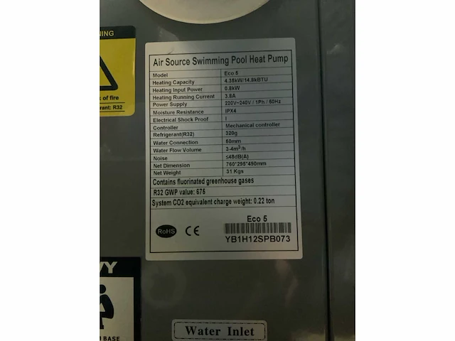 Interline eco 5 zwembad warmtepomp unit - afbeelding 4 van  5