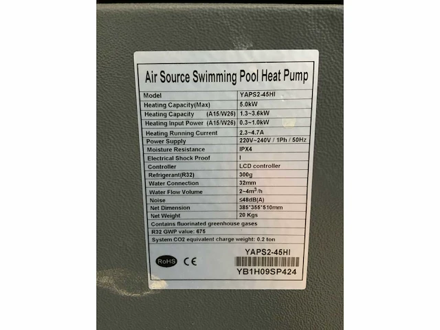 Interline yaps2-45hi zwembad warmtepomp unit (3x) - afbeelding 4 van  4